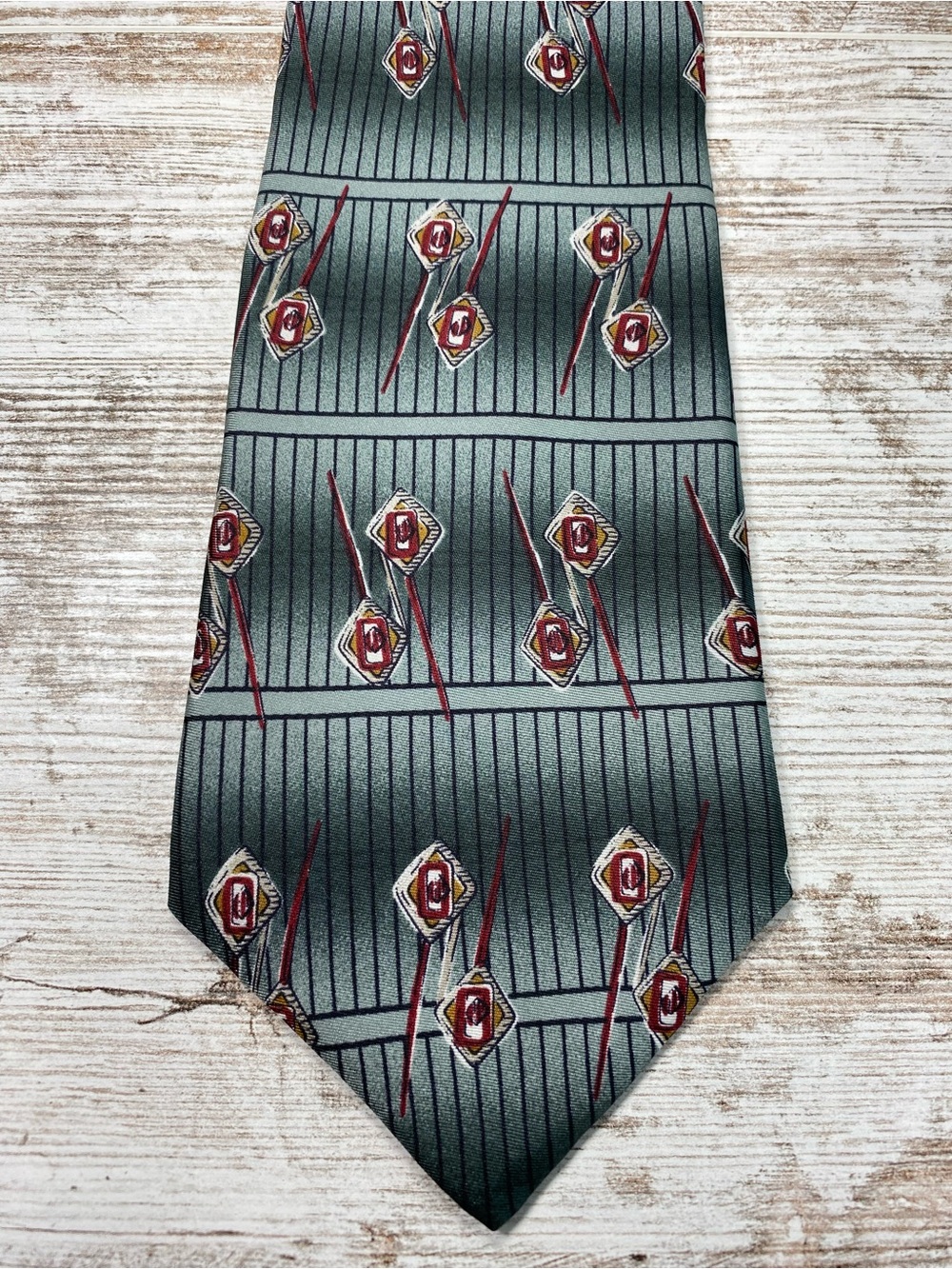 Conte di Milano 100% Silk Tie 1990s Gray Burgundy Geometric Made USA 56" x 4"